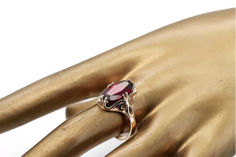 Anneau Vintage Rubis Or rose 14 carats vintage d'origine vrc082r